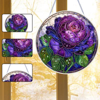 PVC Glass Special Shaped Vintage Pattern Diamond Painting Hanging Decor Diamond Drawing Suncatcher Ornament Home Windows Decor