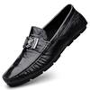 Xunqi crocodile pattern beanie shoes lazy driving shoes British casual men's leather shoes genuine leather cowhide