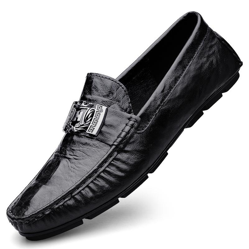 Xunqi crocodile pattern beanie shoes lazy driving shoes British casual men s leather shoes genuine leather 38