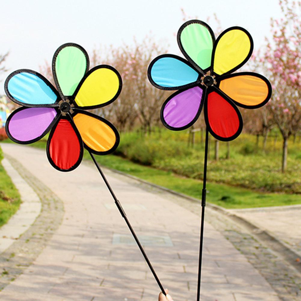 6-teiliger Blumen-Windspinner Gartendekoration 52cm Bunt Rasen Windrad Garten Windmühle Stehendes Windrad Windpfähle Spinner