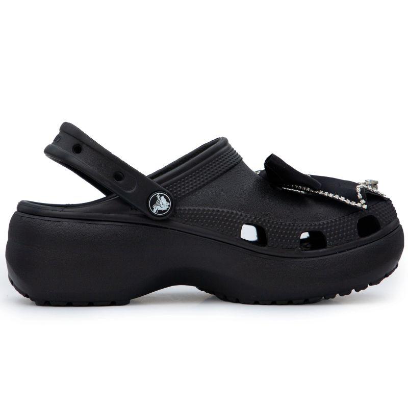 Crocs Classic Platform Clog Black Butterfly Temperament Casual Temperament Girly Style Hole Shoes Women's Black