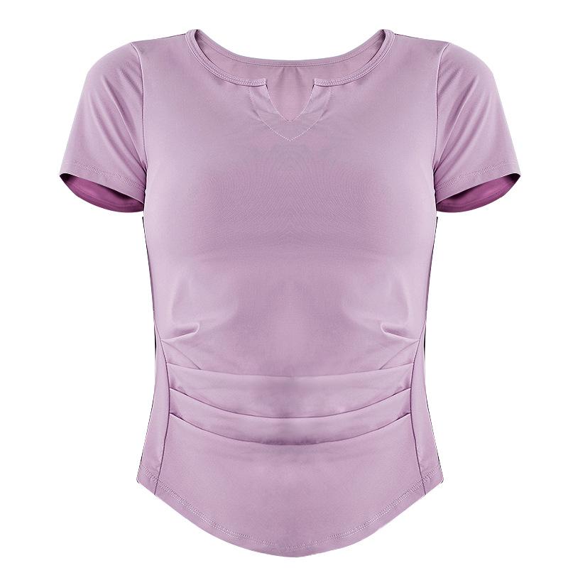 Women's Slim Fit Quick-Dry V-Neck Short Sleeve Sports T-Shirt for Running, Yoga, and Fitness