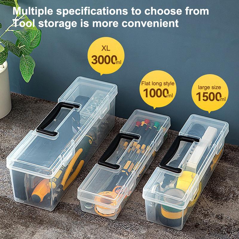 Transparent Handheld Toolbox Portable Large Capacity Thickened Plastic Hardware Tool Storage Box With Handle Tool Organizer Box