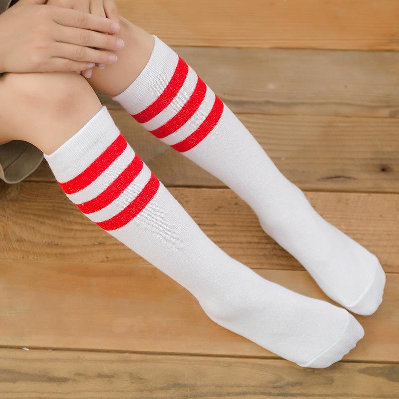 Children's Striped Mid-Calf School Uniform Socks - Football Performance High-Tops