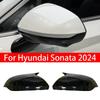 For Hyundai Sonata 11th 2024 Car Sticker Rearview Side Mirror Cover Wing Cap Exterior Door Rear View Case Trim Carbon Fiber ABS