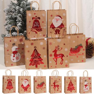Set of 6 Christmas Gift Bags with Handles Festive Holiday Designs for All Occasions
