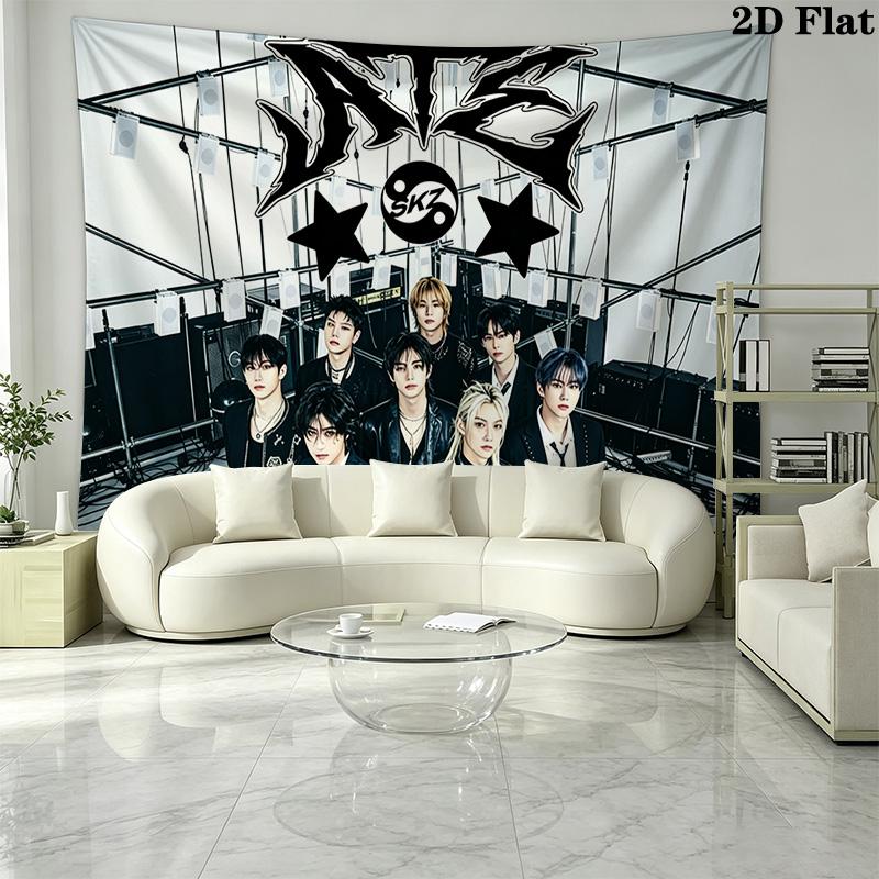 SKZ Kpop Wall Tapestry Aesthetic Wall Hanging Printed Fabric Blanket Decorative Tapestries for Bedroom Living Room Home Decor