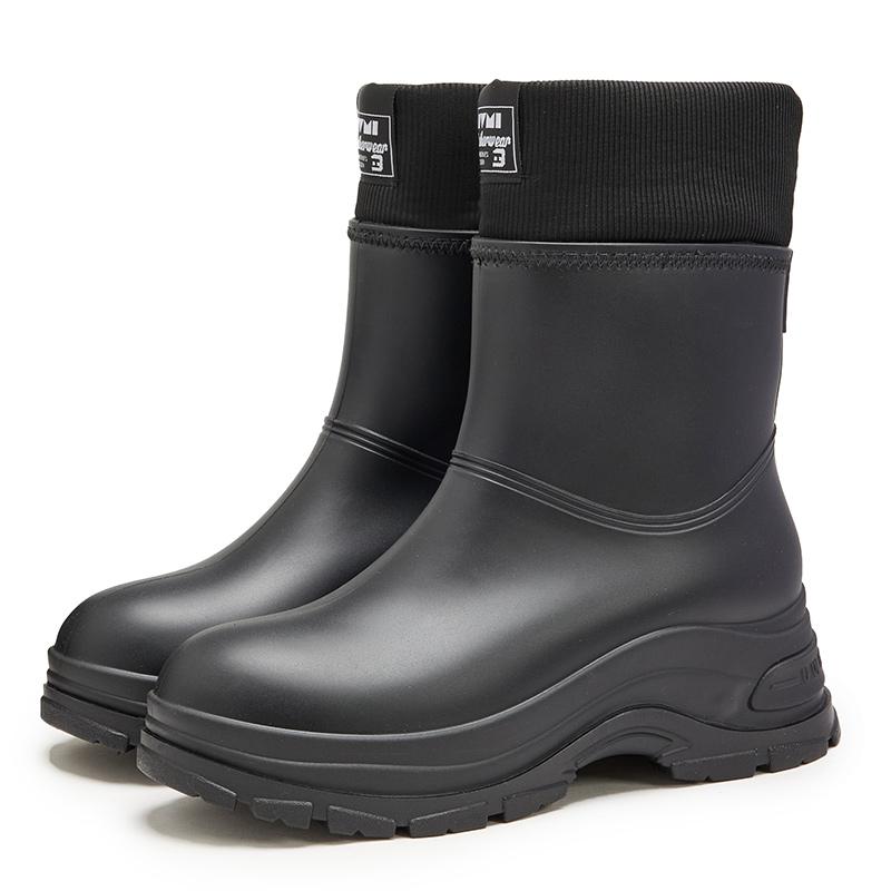 

женские резиновые сапоги средней высоты с противоскользящей подошвой, ПВХ, черные, водонепроницаемые, с коротким голенищем, садовая обувь, модная обувь для воды для женщин 36 чёрный