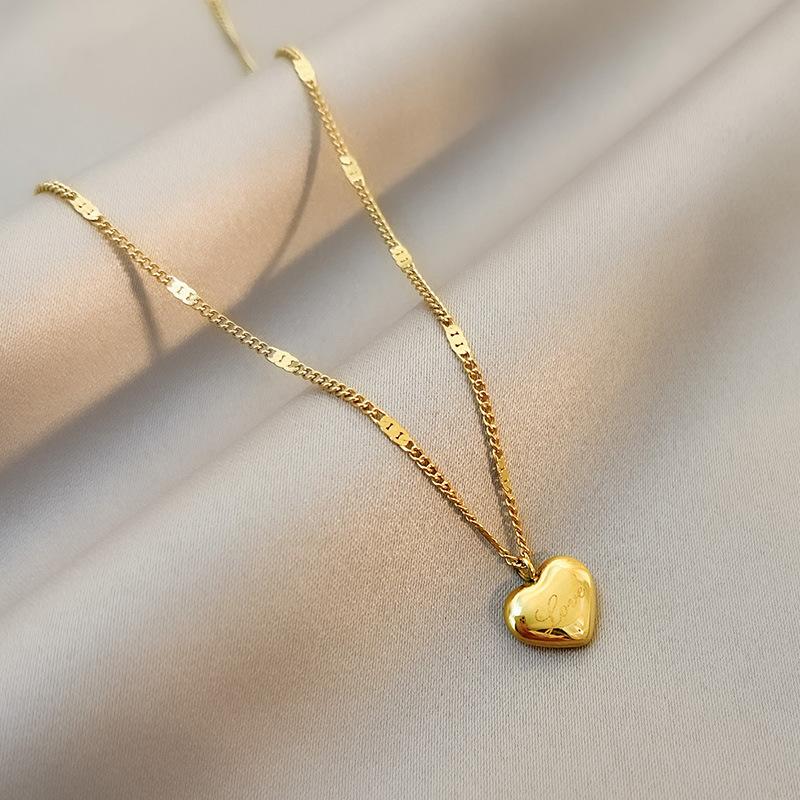 Summer Stainless Steel Love Necklace Clavicle Chain Gold Necklace For Women Jewelry Gift