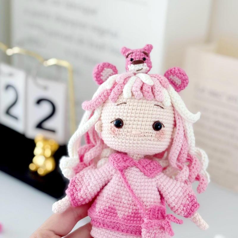 Handemade Knitting Amigurumi Girl Doll Crochet DIY Hook Yarn Materials Set Kit Crochet Pattern In English Girl Birthday Gifts