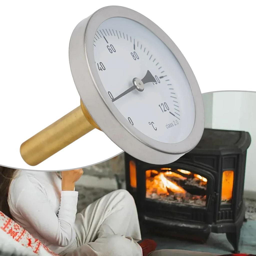 High Quality Thermometer Bimetal Thermometer 1/2" Axial Screw-in Bimetallic Control Temperature Heating 120°C