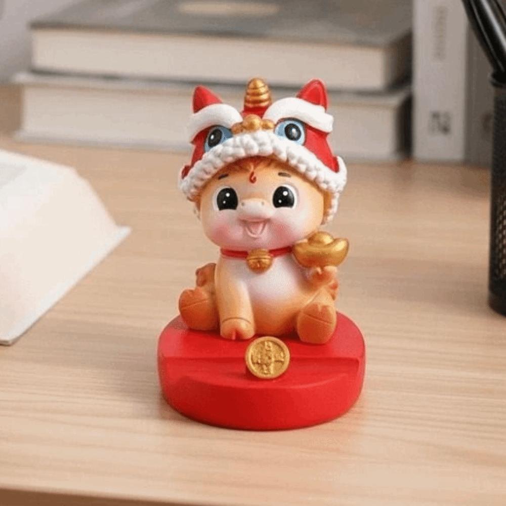 Mascot Horse Year Figurines Resin Crafts Mobile Phone Stand Lion Dance Ornaments Table Desk