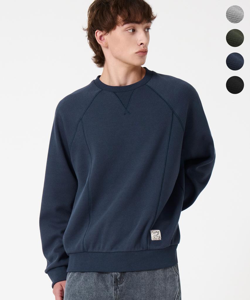 TRILLION Overlock Stitch Waffle Sweatshirt_4Color