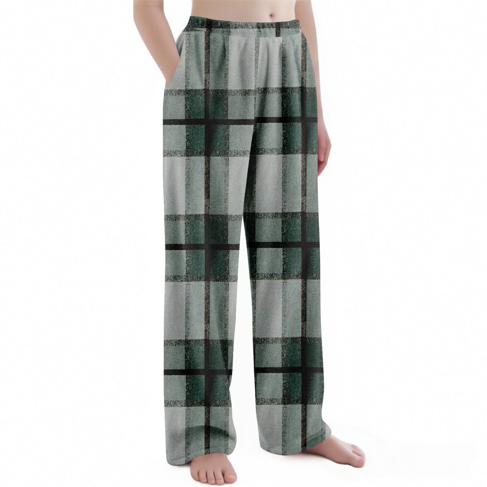 

Детские рождественские брюки с клетчатым принтом, плюшевые повседневные брюки 130