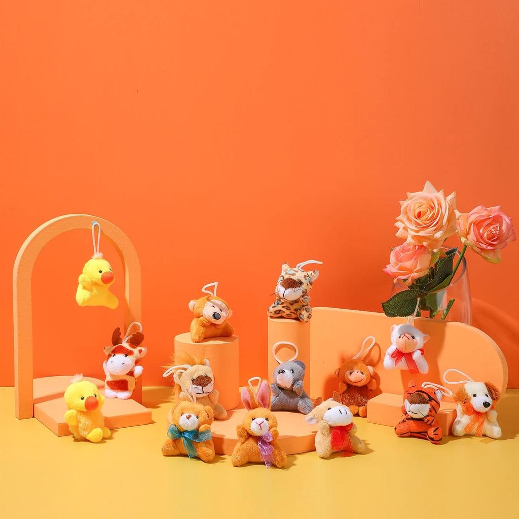 Skylety 60 Pack Mini Plush Animals for Christmas 30 Styles Bulk Mini Stuffed Animals Plush Toy Small Stuffed Keychain Cute Assortment for Carnival