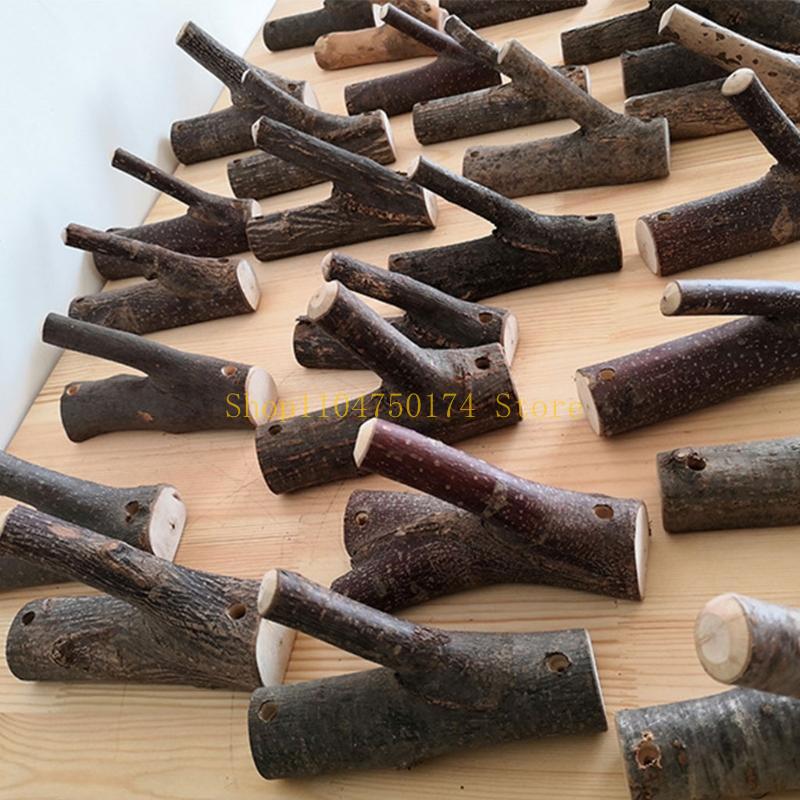 Vintage Tree Branch Wall Hook Rustic Decorative Wooden Adhesive Hooks for K top sale