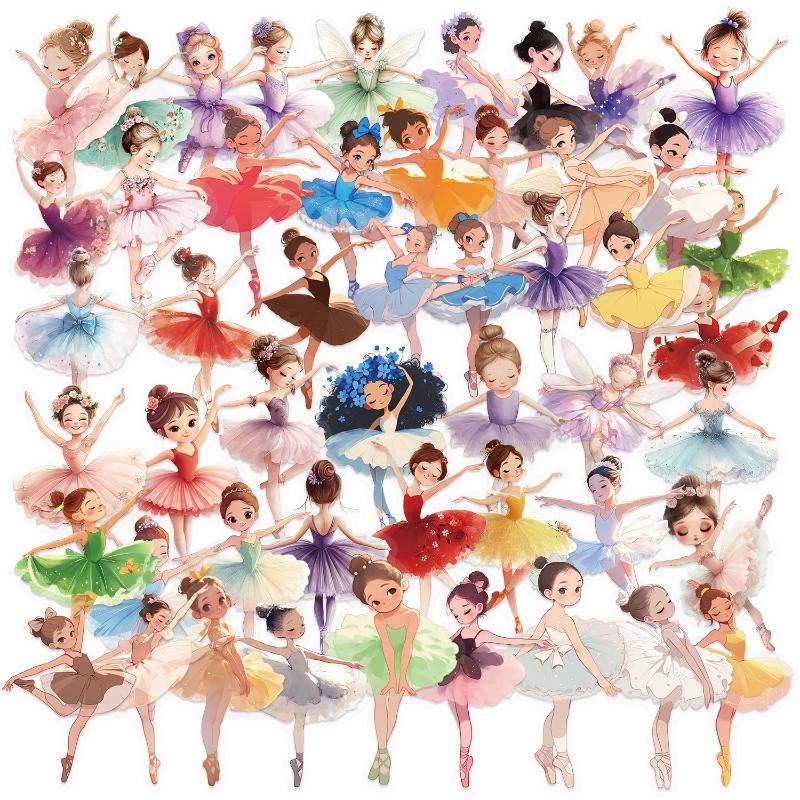 50Pcs Exquisite Girl Clothing Materials Phone Cases Laptop Ballet Girl Series Stickers Children'S Toy Pet Waterproof Decals