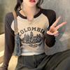 Long-sleeved T-shirt for Women, Spring and Autumn New Inner Layering Shirt Design, Niche American Retro Short Top