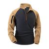 2026 Fashion Men's New Standing Collar Half Zipper Long Sleeve Casual Men's Coat Arm Zipper Pocket Tactical Hoodie Set Training Uniform