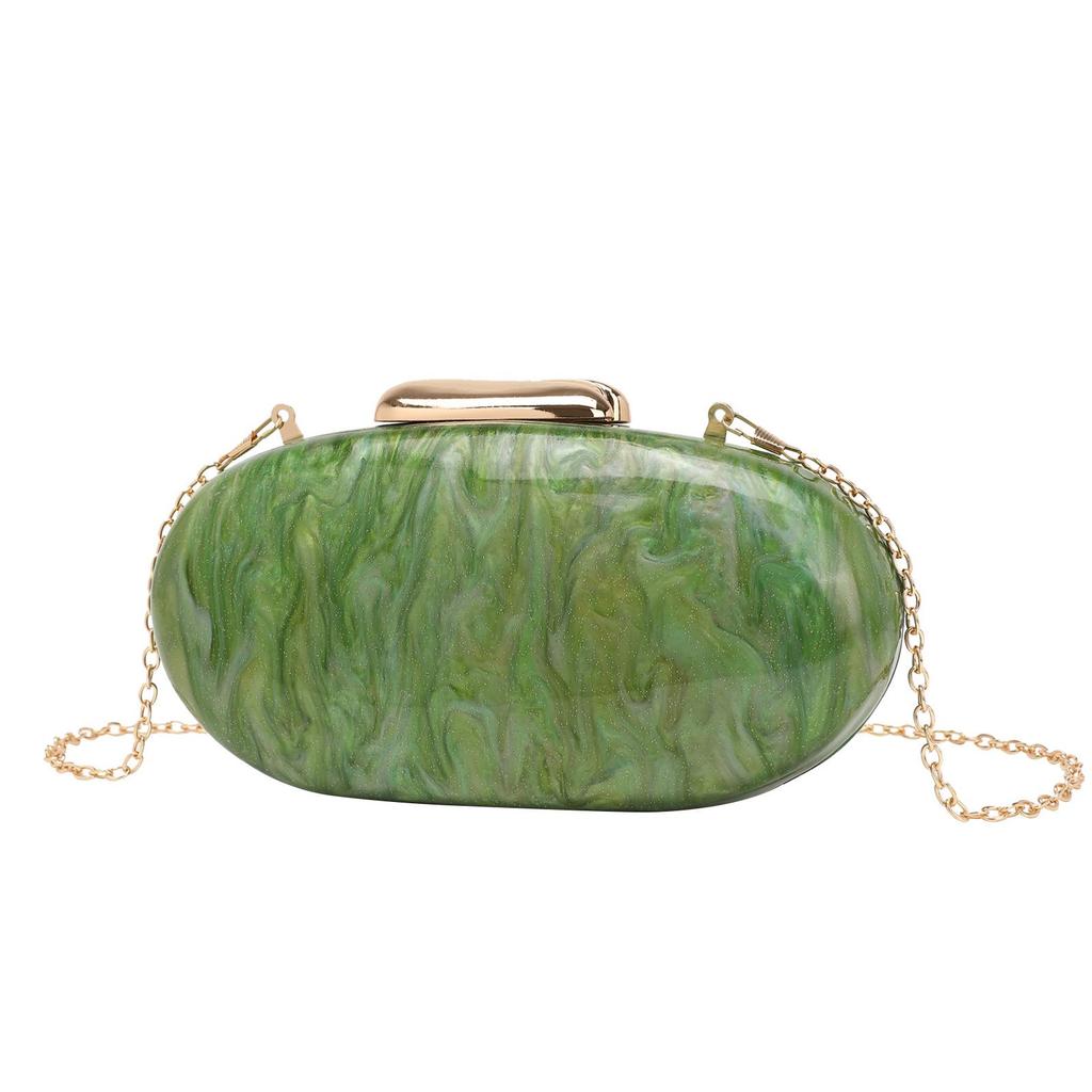 2024 Women's Oval Shell Acrylic Evening Bag with Chain Strap