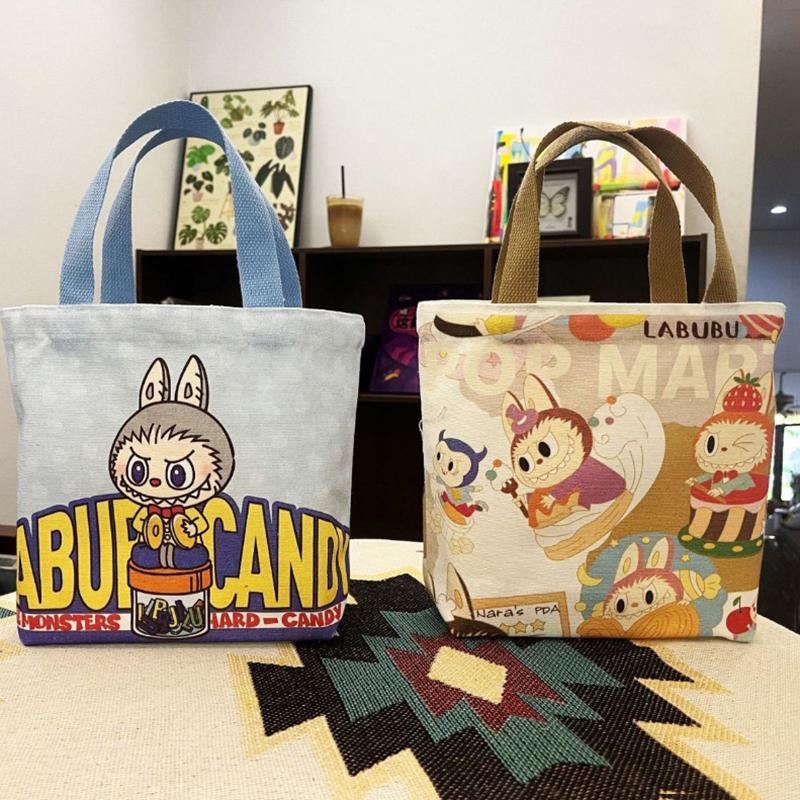

Tote Bag Cartoon Bento Canvas Lunch Box Bag Small Handy Hand Bag серый