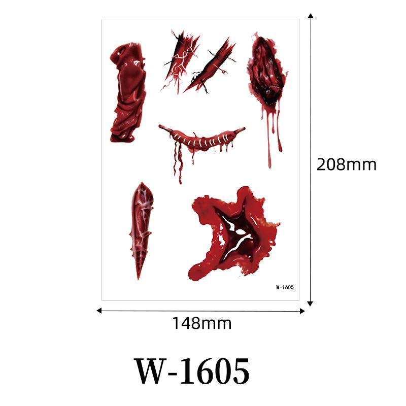

1/2/10Sheet HalloweenCrack Mark Face Sticker Spider Web Temporary Tattoo Black Horror Body Makeup Funny Waterproof TattooSticker