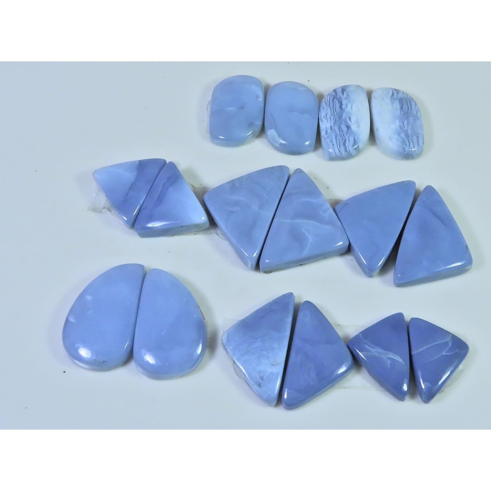 Natural Blue Opal Matched Pair Fancy Cabochon Loose Gemstone 08 Pair Lot C-2052