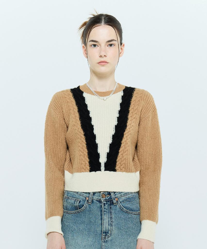 LARTIGENT L6 Cable Color Knit(Brown)