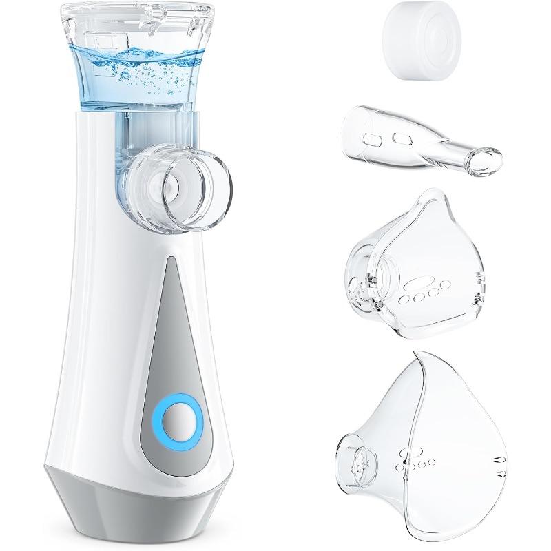 Inhalator Ultra Silențios pentru Adulți, Copii, Dimensiune Particule 1-5µm, Pulverizare Reglabilă, Inhalator Reîncărcabil