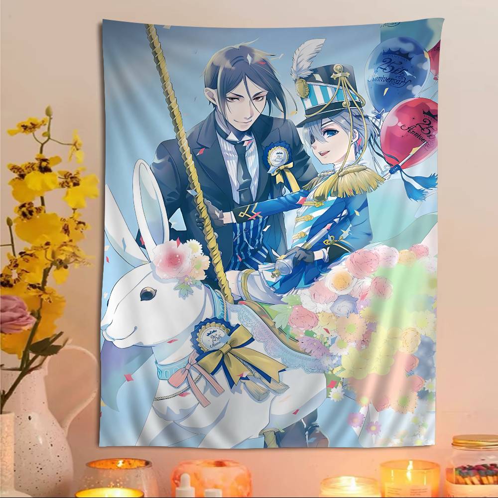 BBlack BButler Japanese Printed Large Wall Tapestry Hanging Tarot Hippie Wall Rugs Dorm Art Home Decor