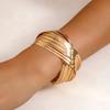 Bracelet Métal Surface Lisse Design Tendance, Bracelet Personnalisé Géométrique Creux Ouverture Croisée
