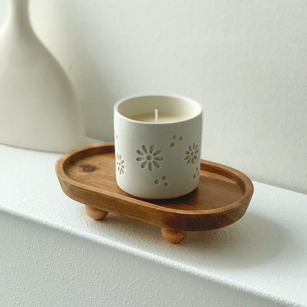 Elegant Wooden Oval Tray Convenient Dinner Plate Tableware Food Dishes  Key Storage