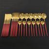 24Pcs New Green Gold Cutlery Set Mirror Dinnenrware Set Stainless Steel Flatware Dinner Knife Fork Spoon Teaspoon For Home