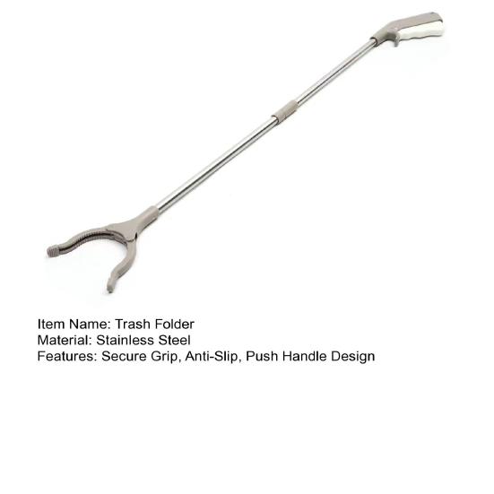 Trash Folder with Push Handle Design Foldable Portable Garbage Clip with Rubber Anti-Slip Chuck Storage Trash Clip