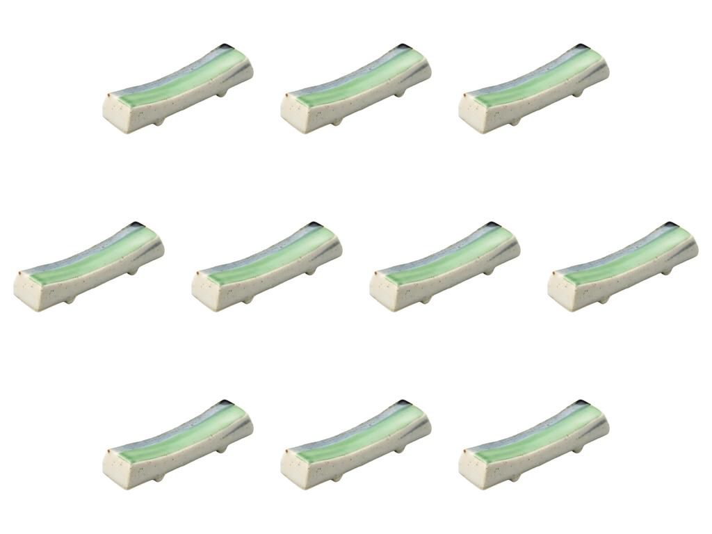 Set of 10 Green Gosu Chopstick Rests x Chopstick Rests by Setomonohonpo [6 1.5cm]