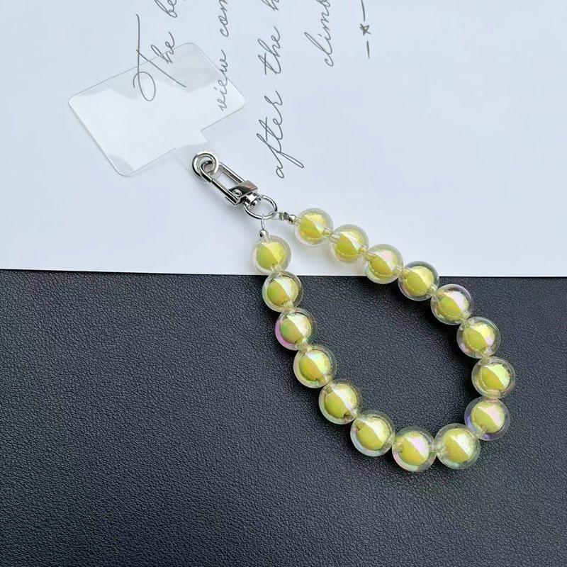 Luxury Plating Beaded Bracelet Phone Chain Acrylic Pendant For iPhone 11 13 Pro Max Woman Gold Anti-Lost Chain Hanging Jewelry