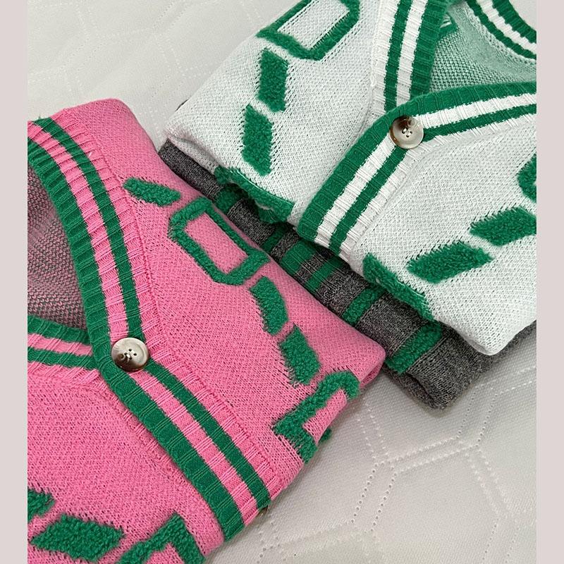 Embroidered Knit Cardigan Women's Loose Sweater V-neck Long Sleeved Single Breasted Buckle Thick Coat Warm Comfortable Casual Commuting Autumn Winter