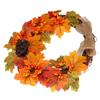 Umělý podzimní věnec k zavěšení na dveře, věnec z javorových listů, girlanda, domácí festivalová dekorace