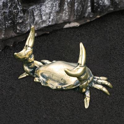 Miniatur-Skulptur „Krabbe“ aus Messing, exquisite Schreibtischdekoration für Zuhause oder das Büro