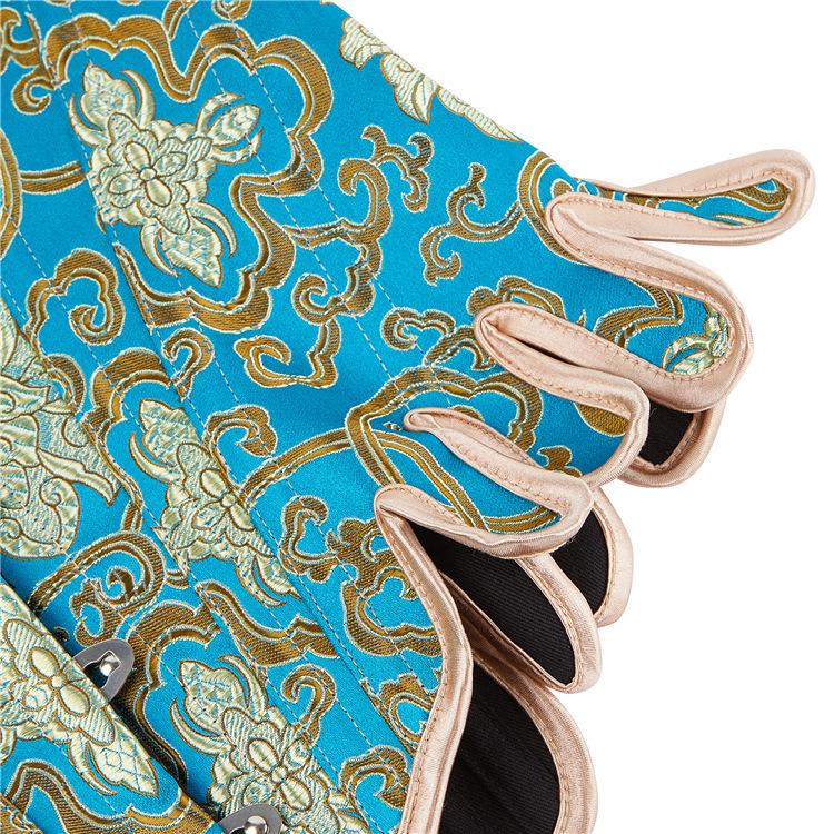 Retro Fan-Shaped U-Neck Waist Tightening Corset with Steel Boning