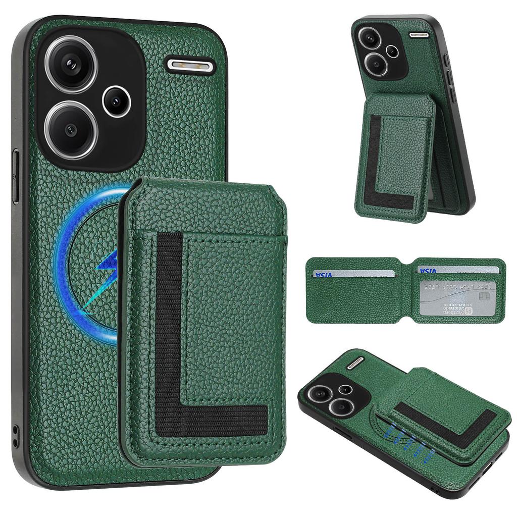 For Xiaomi Redmi Note 13 Pro+ 5G Magnetic Case TPU+PU Leather Phone Back Cover with Detachable Card Holder