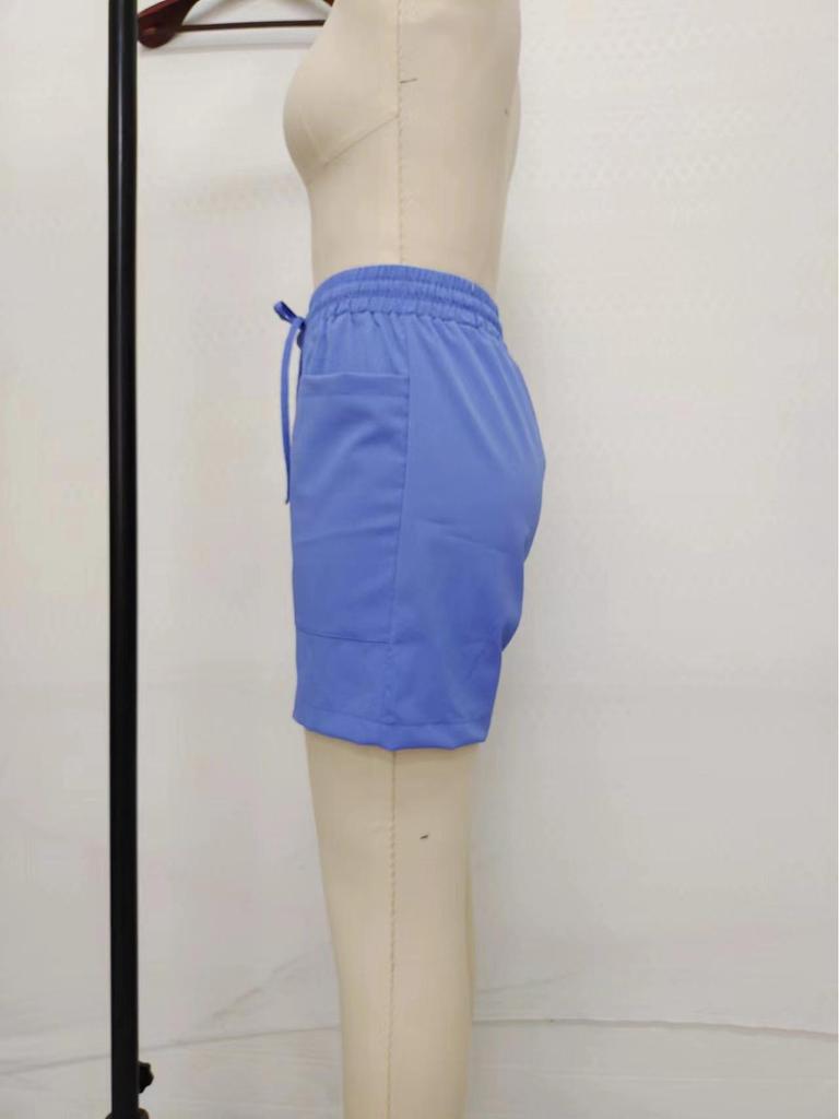 Pantaloni scurți din in cu talie înaltă și picior larg pentru femei 2025 - Culoare solidă, Mărimi mari, Croială lejeră cu buzunare