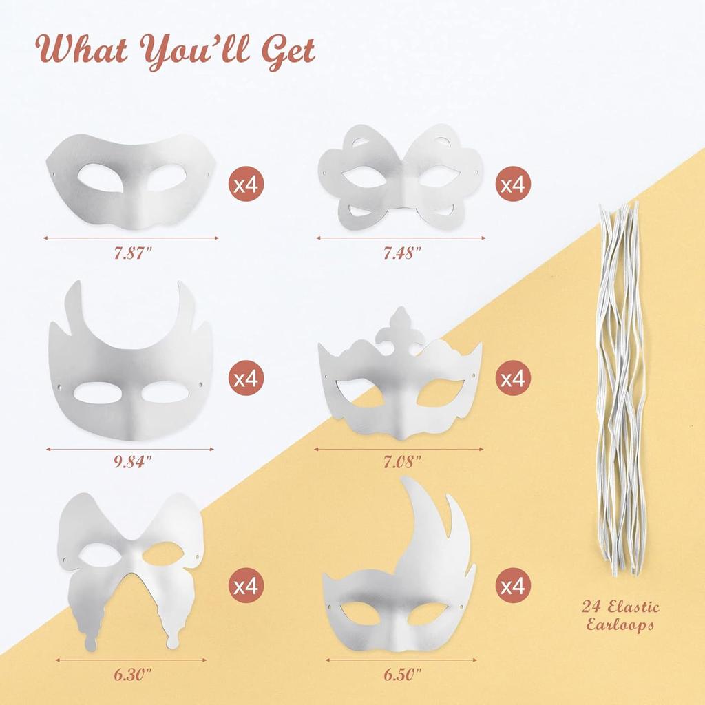 White Masks,DIY Unpainted Masquerade Masks Plain Half Face Masks Decorate