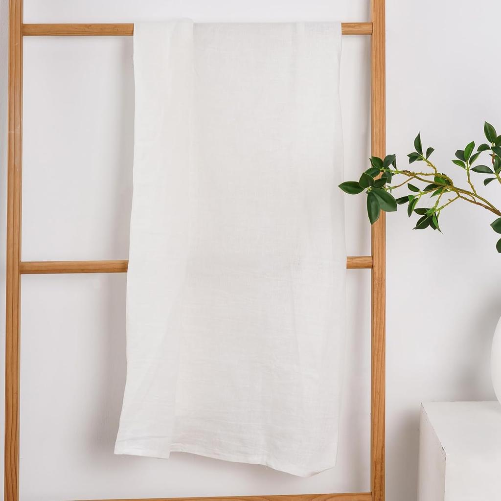 100% Linen Bath Towel 29.5x52 Inch French Flax Linen Quick Dry Towel for Bathroom, Beach, Travel, Sauna, Natural Thin Hair Towel, White