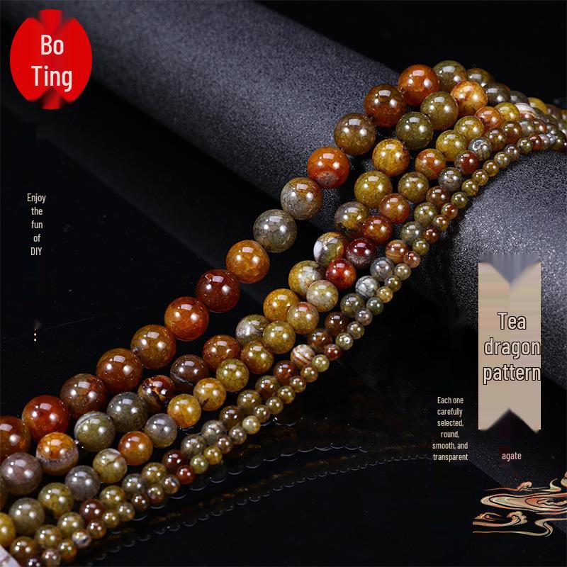 

Tea Dragon Agate Round Beads DIY Bracelet Charms 4mm Strand