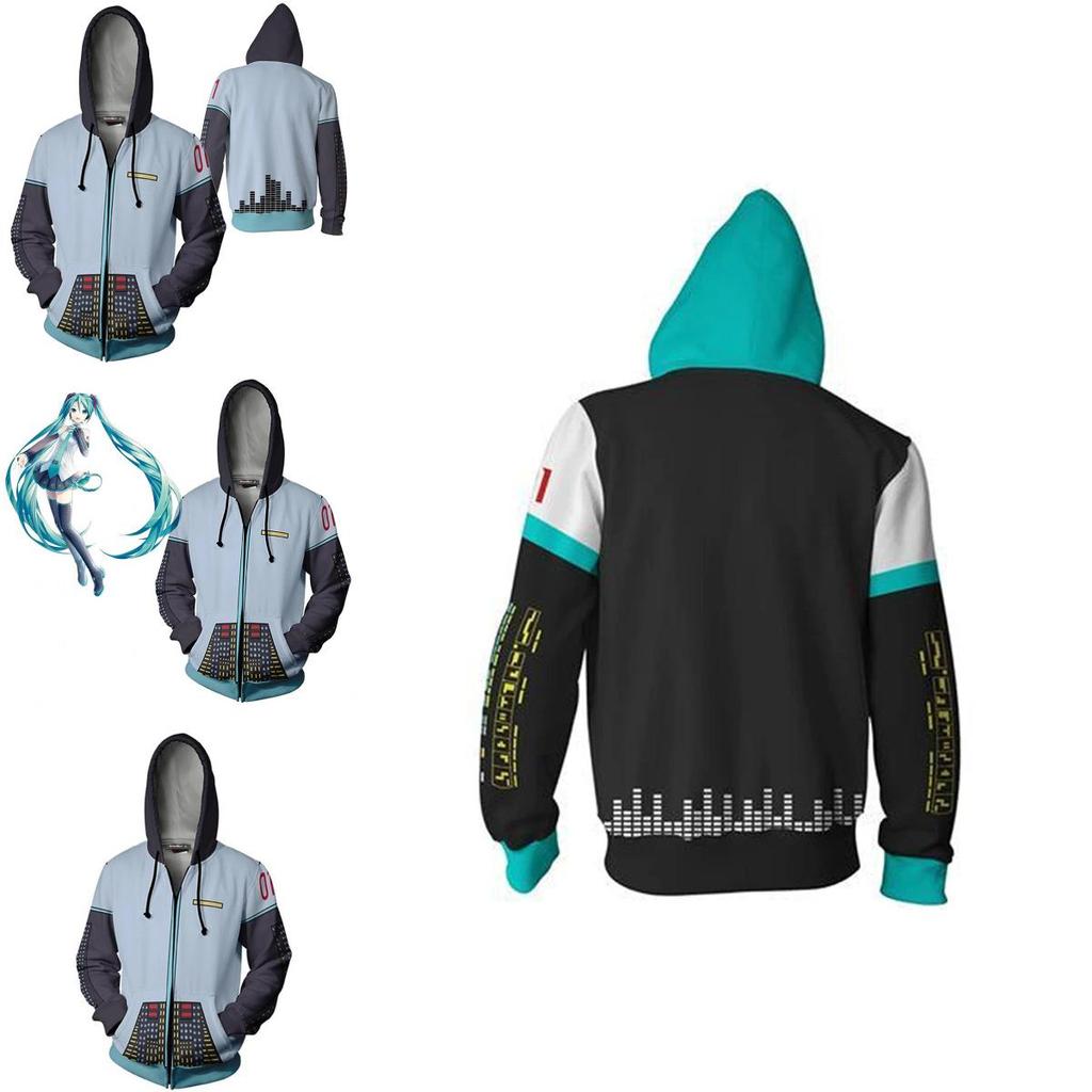 Gemütlicher Anime Hatsune Miku Vocaloid Hoodie mit lebhaftem 3D-Grafikdesign für Komfort