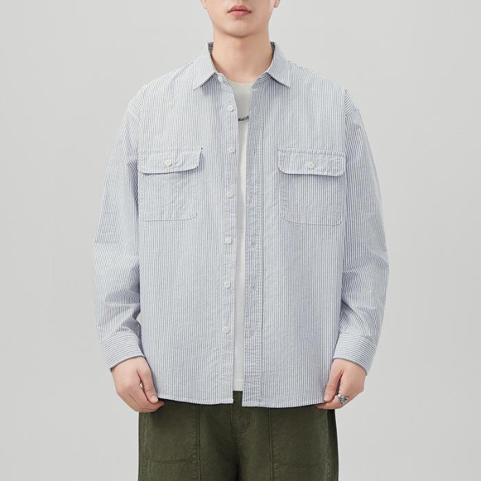 

Новая весенняя японская ретро мужская рубашка из рыхлого оксфордского хлопка, повседневная американская рубашка 4XL