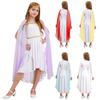 Dziewczęcy grecki strój księżniczki toga Bez rękawów Zwiewna sukienka Patchwork Zamek Błyskawiczny Impreza Halloweenowa Opaska na głowę w zestawie