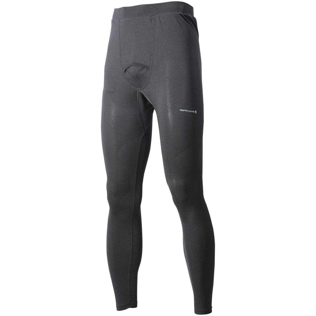 North Peak Men's Lightweight Inner Tights, Warm, Moisture-wicking, Quick-drying, Hollow Fiber, NP-8075 Black, Medium