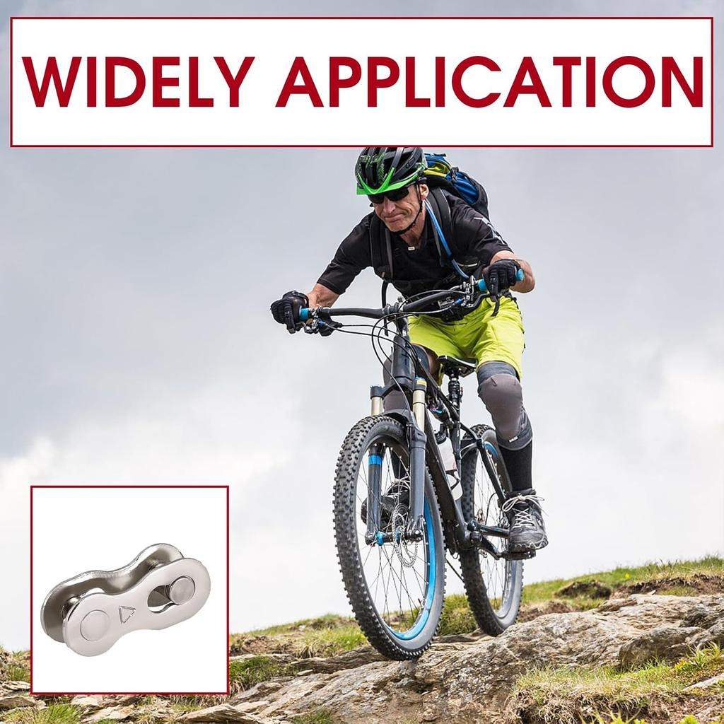 8 Pairs Bicycle Chain Links, 6/7/8 Speed Quick Release Bike Chain Connectors, Replacement Reusable Steel Bicycle Missing Link Repair Accessories